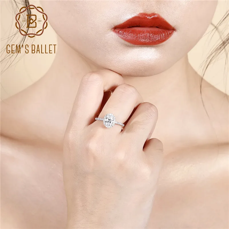 

Gem's Ballet Classic 1.57Ct Oval Natural Cubic Zirconia Wedding Ring 925 Sterling Silver Simple Ring For Women Gift Fine Jewelry