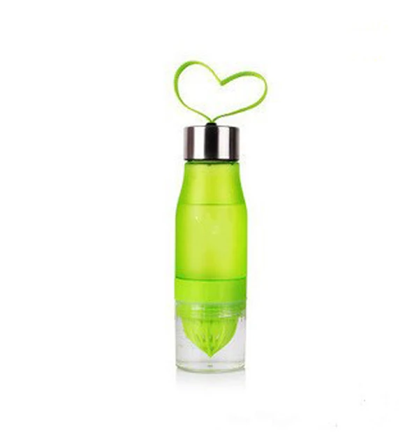 650 мл Спортивная пластиковая бутылка для воды, креативная соковыжималка, бутылки для питья, Герметичная Бутылка, стакан для путешествий на открытом воздухе - Цвет: Green