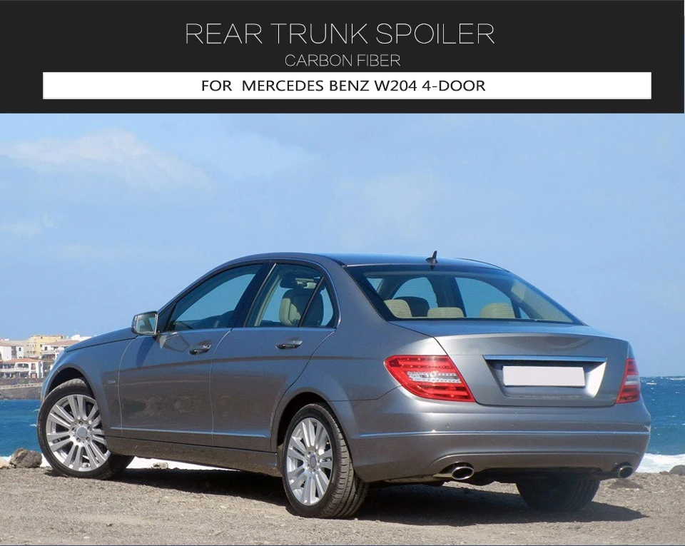 Для Mercedes W204 спойлер C Class W204 C180 C200 C250 C260 углеродного волокна Задняя накладка на Багажник крыло 2007