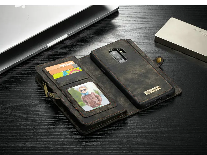 CaseMe кожаный чехол для samsung S9 S8 плюс S9+ Съемный 2 в 1 молния Кредитная карта кошелек для денег и карт чехол для samsung S7 S7Edge крышка