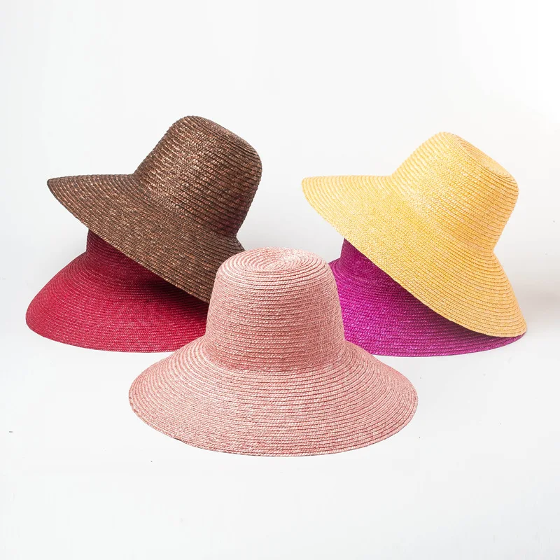 

01901-hh7252 summer natural handmade grass color straw cap men women holiday leisure sun hat