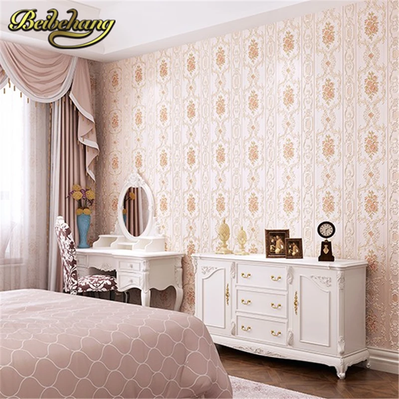 

beibehang European non-woven wall paper roll wallcovering luxury wallpaper for walls 3 d floral papel de parede 3D papel contact