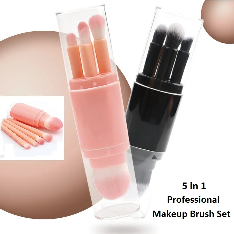 

5in1 Makeup Brushes Sets Soft Small Mini Brosse Kits Pink Black Powder Blusher Lip Eye Shadow Face Travel Pack Women Cosmetic