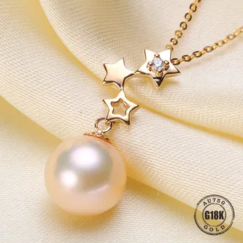 

Luxury genuine G18K Gold Accessories Fashion Pearl Pendant Settings Findings Pendant Mountings Women Accessories Female Jewwelry