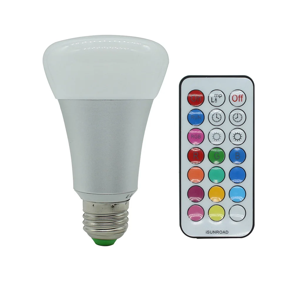 

10W Dimmable led bulb RGBW light E27 base with IR wireless remote controller colorful led lamp indoor decoration