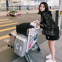 OYCP Весна негабаритных блестками бойфренд рукав «летучая мышь» Черная куртка-бомбер Женские базовые пальто