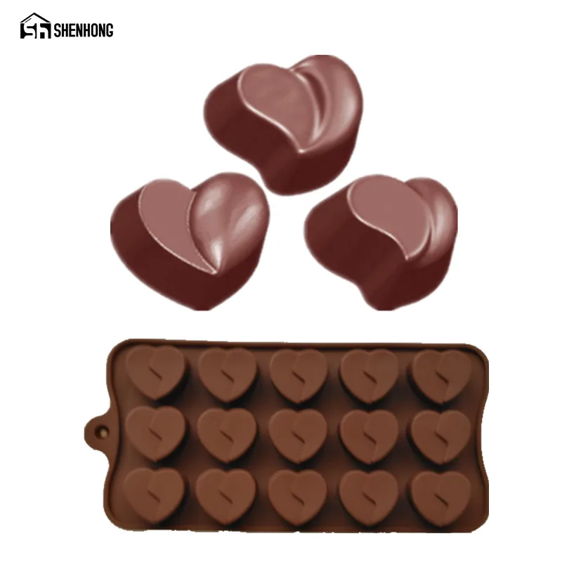 

SHENHONG Love Heart Shaped Chocolate Mould 15 Holes 3D Mold Mousse Art Silicone Cake Dessert Moule Baking Pastry Pan Bakeware