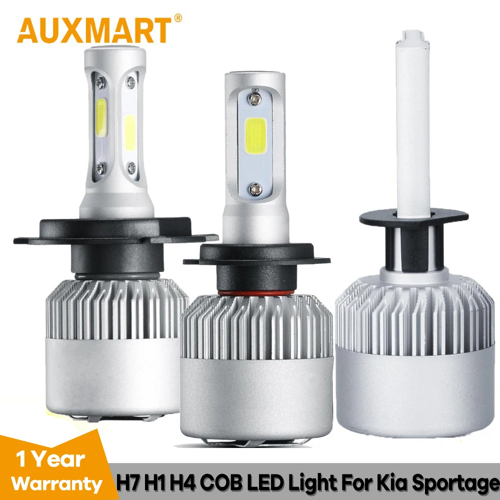 Auxmart S2 COB головной светильник H7 H4 H1 светодиодный Авто 72 Вт 8000 лм 6500 к светодиодный налобный фонарь комплект Автомобильный светильник для Kia Sephia Sportage Cerato Pride