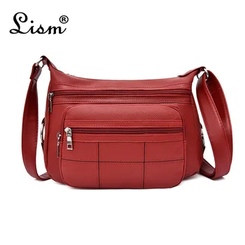 

Bags for women 2019 Multi-pocket large capacity single shoulder Messenger bag red leisure travel bag 2019 new hot sale