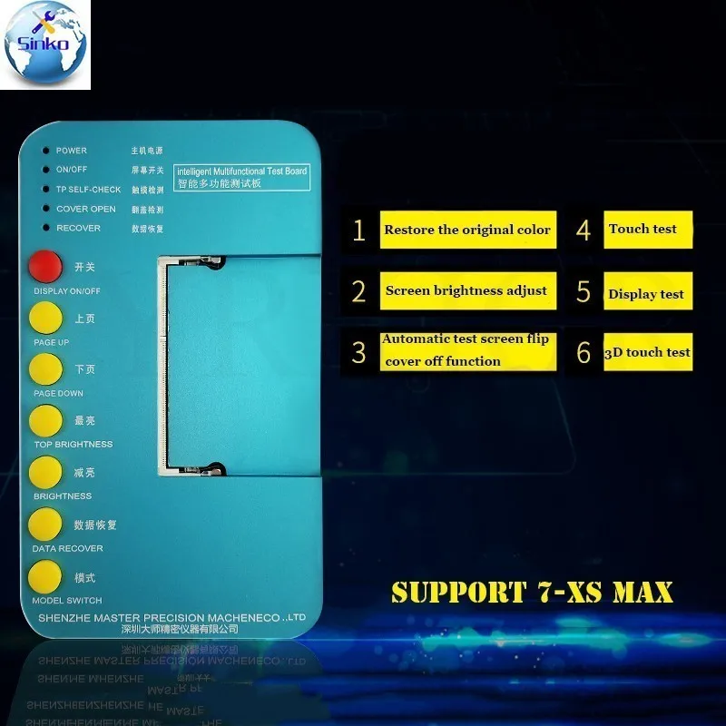 

Intelligent Multifunctional Screen Test Board for iPhone Xs Max/Xs/X/8 Plus/8/7 Plus/7 LCD Display/3D Touch Sensor Light Tester