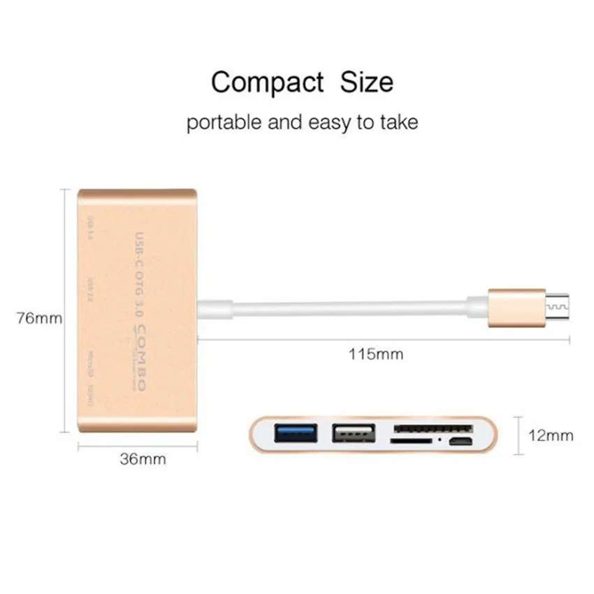 USB 3,1 Тип C USB 3,0 концентратор SD TF картридер OTG адаптер USB C Тип C до USB 3,0 хаб для Android Phone Tablet Тетрадь