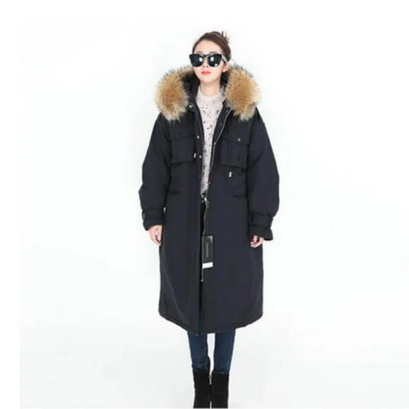 Maomaokong 2021 Новая мода женская зимняя куртка натурального меха лисы воротник парка
