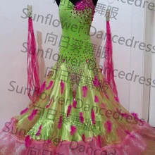 Новое соревнование Slik органза стандартное платье для танцев танцевальное платье, танцевальная одежда, сценическая одежда, одежда для бальных танцев