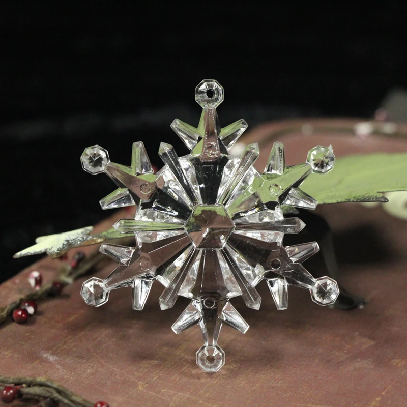 1 PC New Transparent Crystal Acrylic Snowflake Christmas Decorations 7.5X6.5CM Fake Xmas Adornments DIY Production Accessories