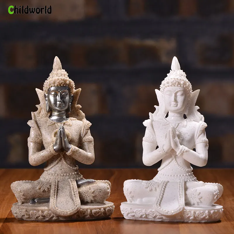 

2018 Sculpture Sandstone Small Sitting Buddha Resin Crafts Creative Home Decoration Ornaments Gifts
