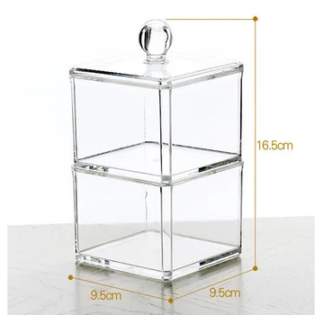 

Two-layer Acrylic Portable Round Container Storage Box Case Makeup Organizer Cotton & Pad Box Cosmetics Swab Q-tip Holder