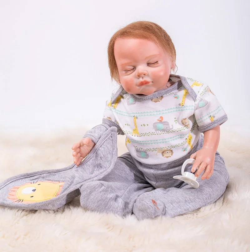 

Reborn 20" Soft Silicone Vinyl Dolls Silicone 50cm Reborn Baby Doll closed eyes fashion boy baby toy Bebe kids birthday gift