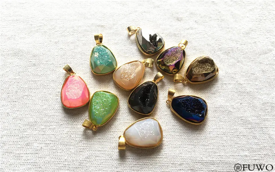 Aura Druzy Water Droplets Form  Pendant 11