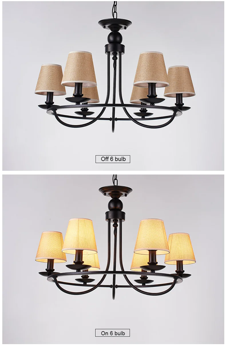 Люстра светодиодный в американском стиле винтажный подвесной бра абажур из ткани потолочный светильник для гостиной столовой окрашенный E14 разъем