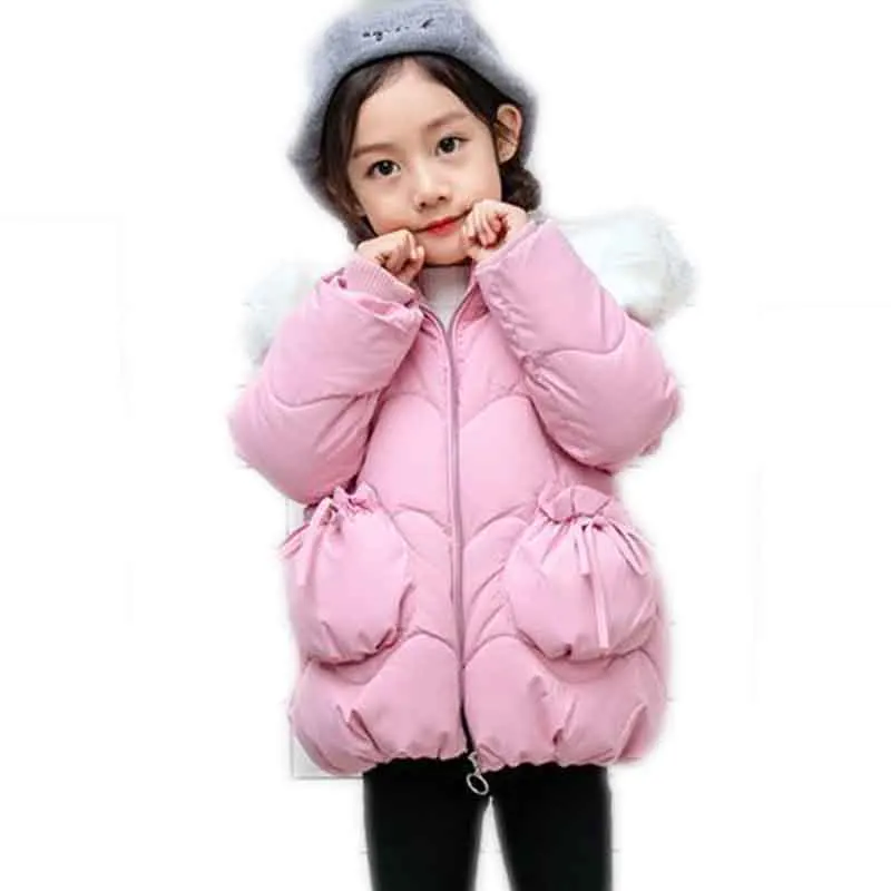 

2018 New Winter Children Girls Cotton Padded Coat Kids Warm Jacket Girls Solid Parkas Baby Thick Outerwear Kids Hooded Coat M71