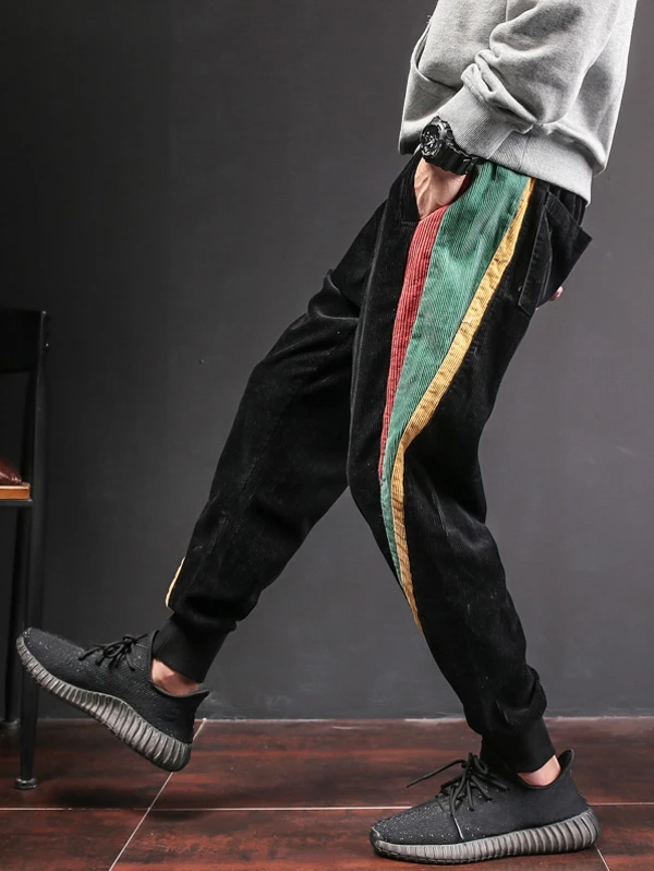 Yozihis Мужская мода цвет блок патч Jogger брюки для девочек мужской повседневное хлопок осень зима спортивные штаны черные брюки pantalon