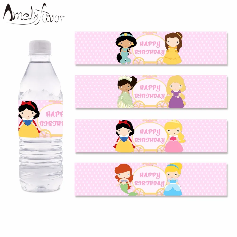 

Princess Party Water Bottle Labels Princess Water Bottle Wrappers Girl Birthday Party Decoration Supplies Princess Party Decor