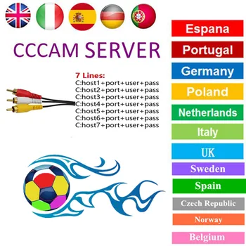 

HD DVB-S2 7 lines CCcams Clines for 1 Year Europe support Satellite TV Receiver GTmedia V8 Nova Freesat V7 Ccam Poland