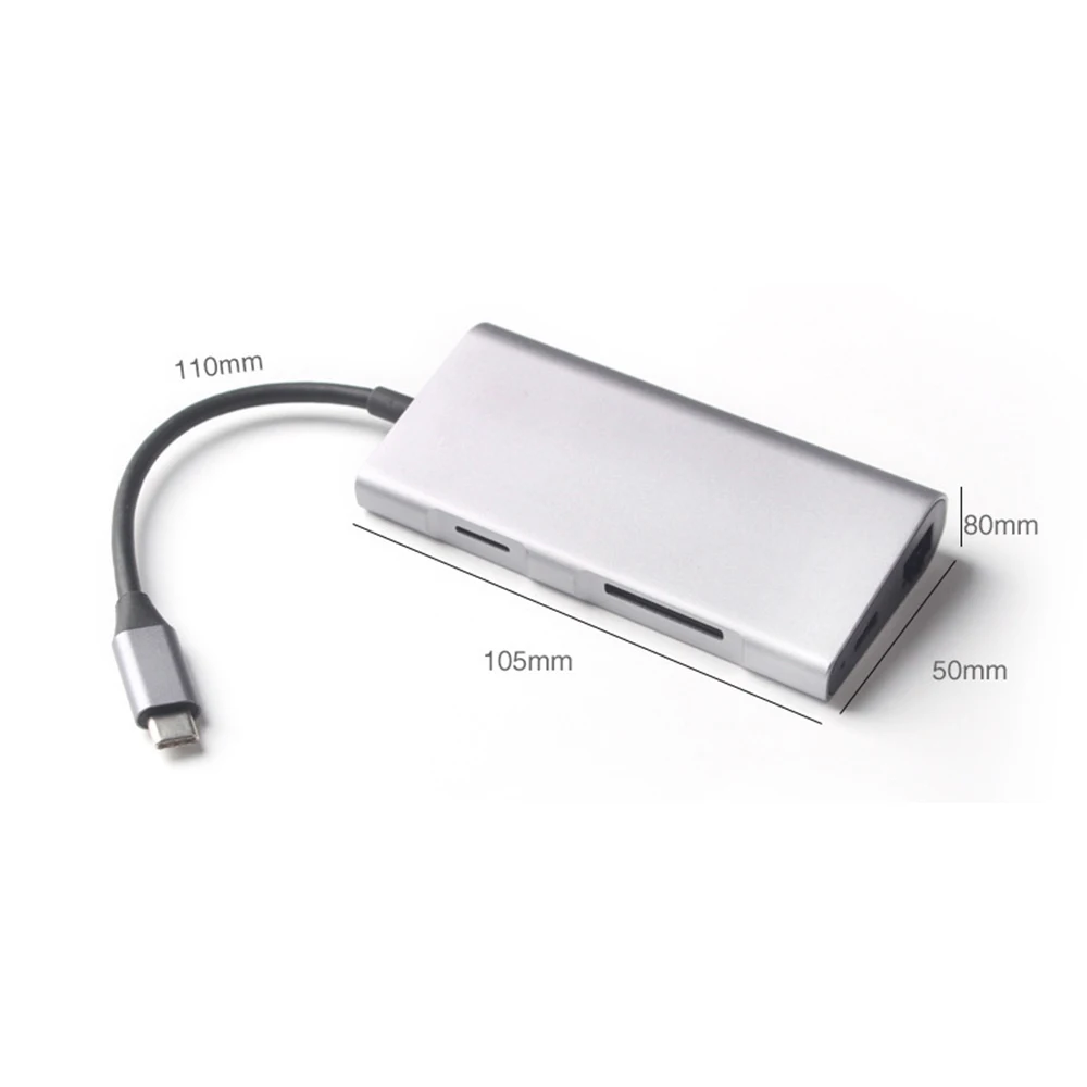 8 в 1 usb type C адаптер концентратор комбо для MacBook Pro 3 USB 3,0 порт/4 K HDMI/RJ45/SD TF кард-ридер/USB C разветвитель OTG концентратор