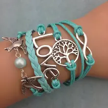 1 шт Бесконечность, ладонь и ангор браслет. Металлический Шарм, воск шнур, кожаный браслет 3382