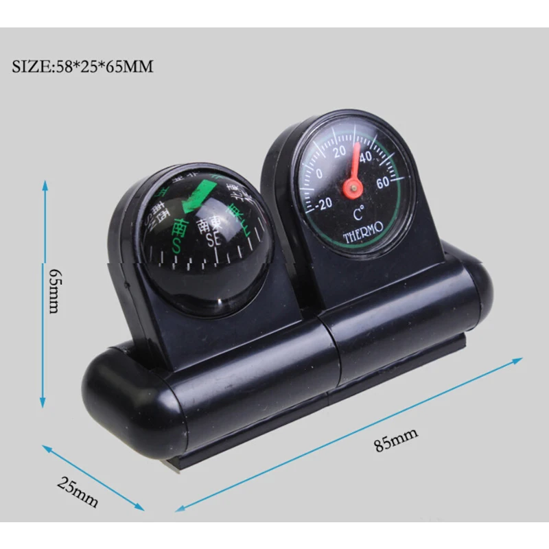 Автомобильные украшения компас термометр для автомобильные приборные панели с двухсторонним клеем 2 в 1 направляющий шар аксессуары для интерьера