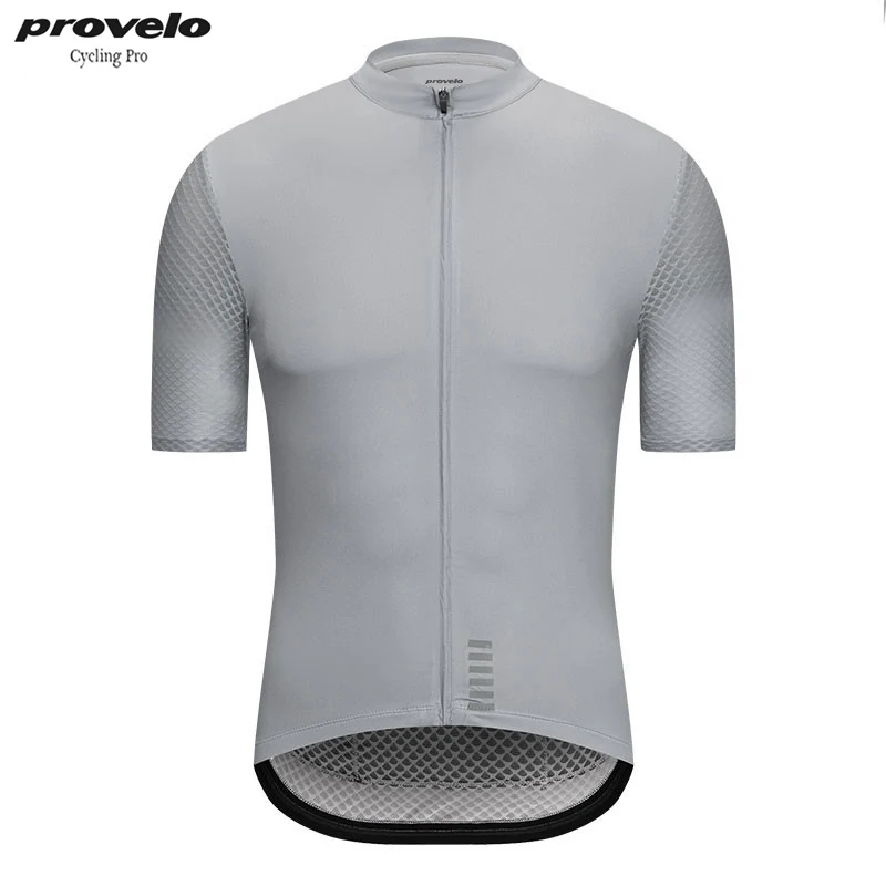 

PROVELO Pure Light Grey Breathable Pro Short Sleeve Cycling Jerseys High Quality Bicycle Shirt Stripe Design Bicycle Equipment