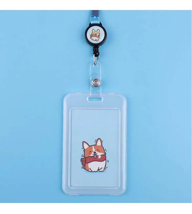 Cute Cartoon Cat Transparent Card ID Badge Holder Kawaii Dogs Retractable Badge Buckle Name Tag Card Holder For Gifts