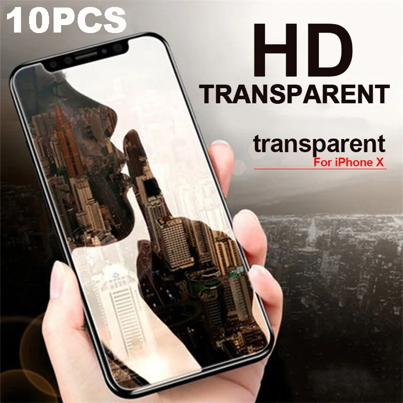 

10 Pcs/Lot 2.5D 9H Tempered Glass for Apple iPhone X Screen Protector Toughened Protective Film for iPhone 8 7 6 6S 5 5S 5C SE 4
