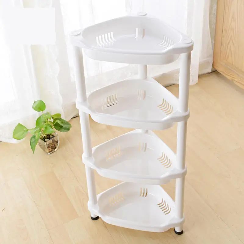 

PP Strong Bathroom Storage Shelves Removable Multifunctional 4 Tier Corner Shelf Commodity Stroage Rack For Kitchenroom