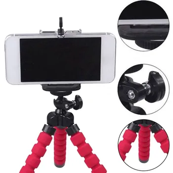 

Universal Wireless Bluetooth Self-timer Tripod Flexible Sponge Stand + Clip + Remote Shutter For iPhone SamSung HuaWei Xiaomi