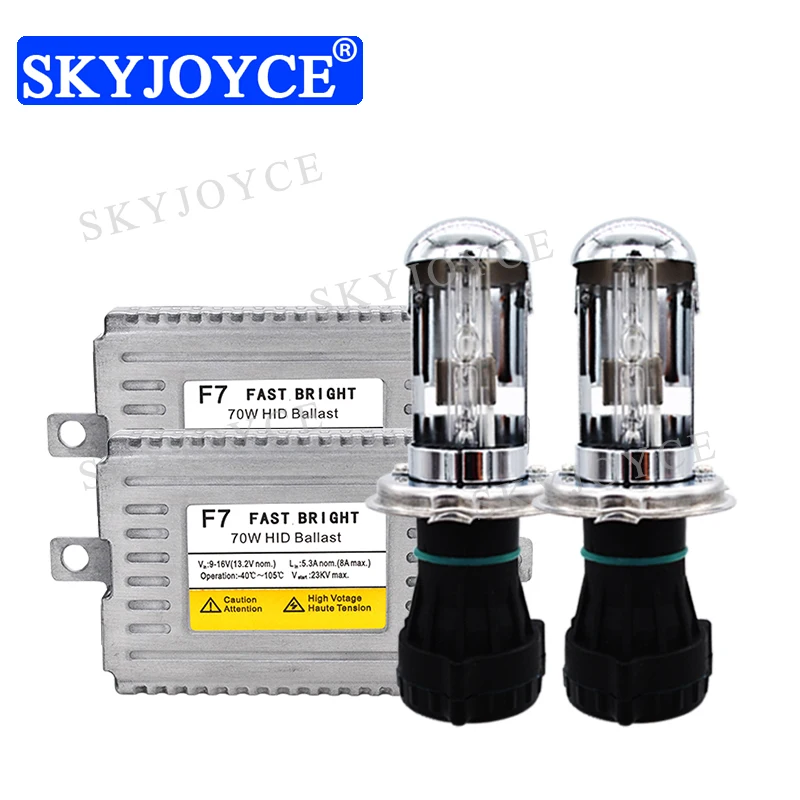 SKYJOYCE AC 12V 70W H4 HID Kit H4 3 Hi/Lo BeaM HID Bulb 4300K 6000K 70W
