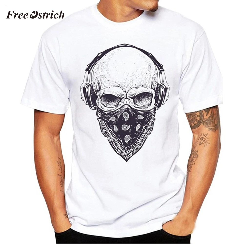 

Free Ostrich Men's Skeleton Print T-shirt Short Sleeve Daily Funny Tees Summer Round Neck Casual T-shirt For Men XXXXl New