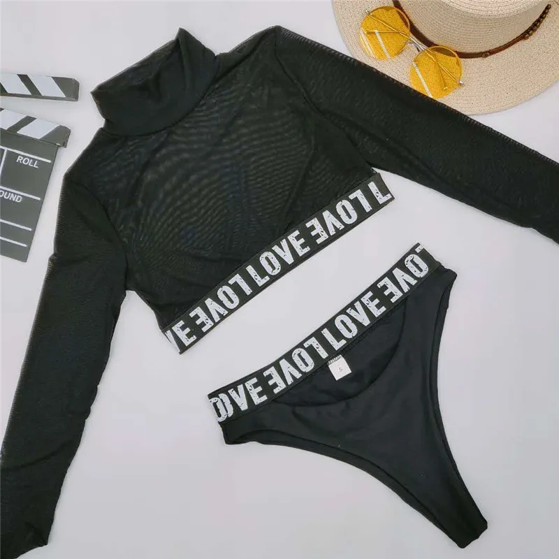 Купальник Bikinx Женский из 3 предметов сексуальное Сетчатое бикини с длинным