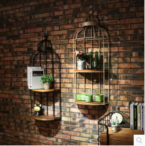 

Iron Walled Birdcage Wall Decorative European Style Storage Shelf Simple Pastoral Style Wall Decoration Decoration Frame