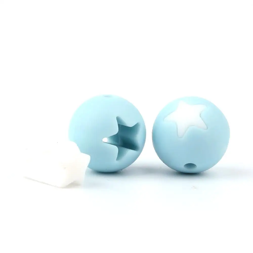 TYRY. HU 10 шт. 15 мм силиконовые бусины для прорезывания зубов для малышей игрушки для прорезывания зубов бусы-клипсы мягкая текстура силикона - Цвет: Baby blue 10pcs