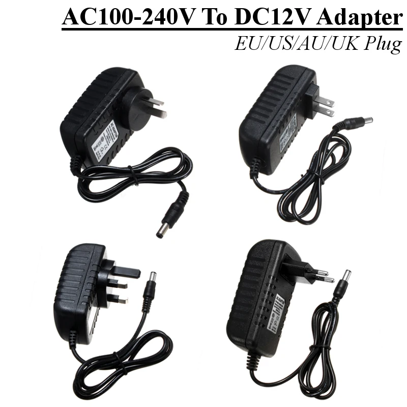AC100-240V к DC12V 3A 36 Вт ЕС США Великобритания AU Подключите Питание адаптер для Светодиодные ленты Light 5,5*2,1 мм