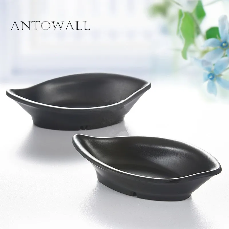 

ANTOWALL Solid Black Frosted Melamine Sauce Bowl Matt Soy Sauce Dish Plastic Small Seasoning Dish