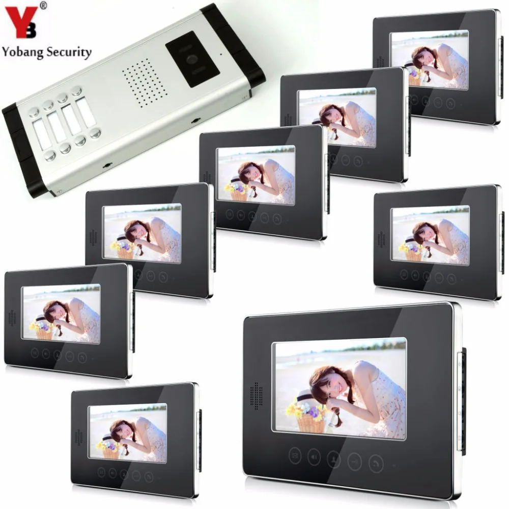 

YobangSecurity 7 Inch Monitor Wired Video Doorbell Door Phone Speakphone Intercom 1 Camera 8 Monitor System For Home Security
