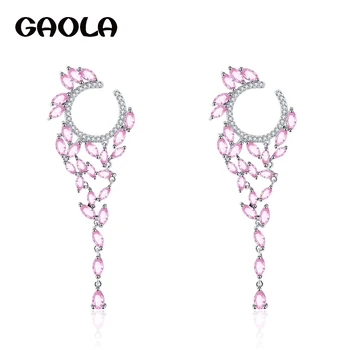 

GAOLA New Elegant Earrings Horse Eye CZ Flower Shape Drop Brincos White Gold-Color Jewelry For Women GLE6784