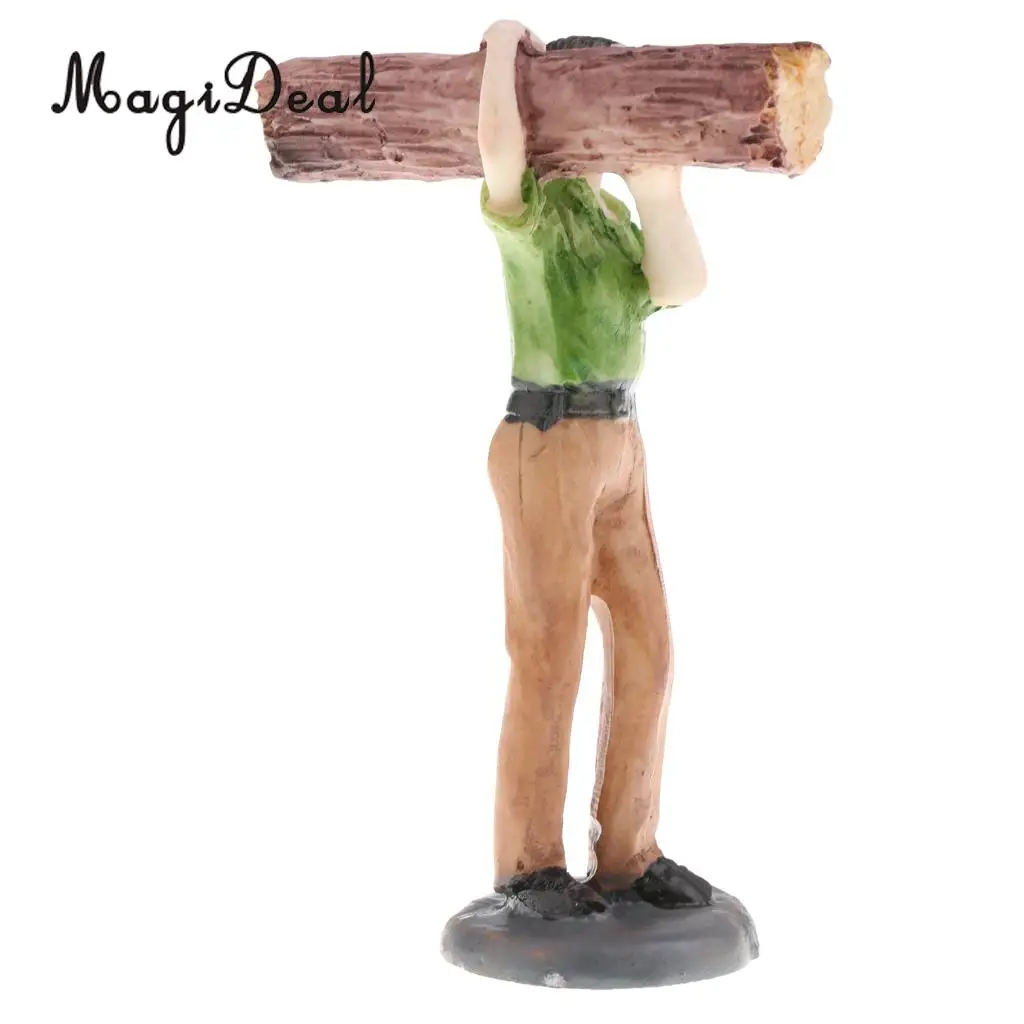 MagiDeal 1Pc Sand Table Scene Woodcutter Timberjack Figure Model Layout Landscape Scenery for Home Room Decor Children Kids Toy