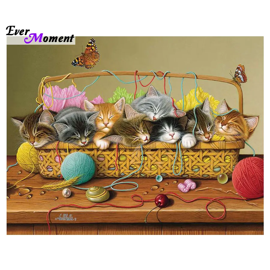 

Basket Case Cat Pattern Diamond Embroidery DIY Needlework Diamond Painting Cross Stitch Animal 5D Rhinestones Painting ASF351
