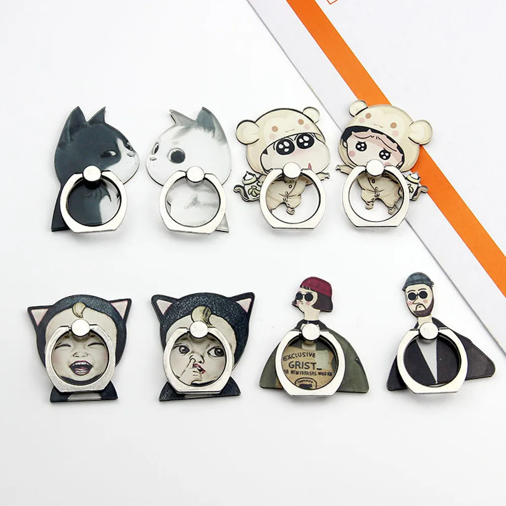 Couple Phone Ring Holder With Cute Dog Cat Funny Baby Cartoon Design Mobile Stand For Iphone X 6 Xiaomi Redmi Note Pro Bracket | Мобильные
