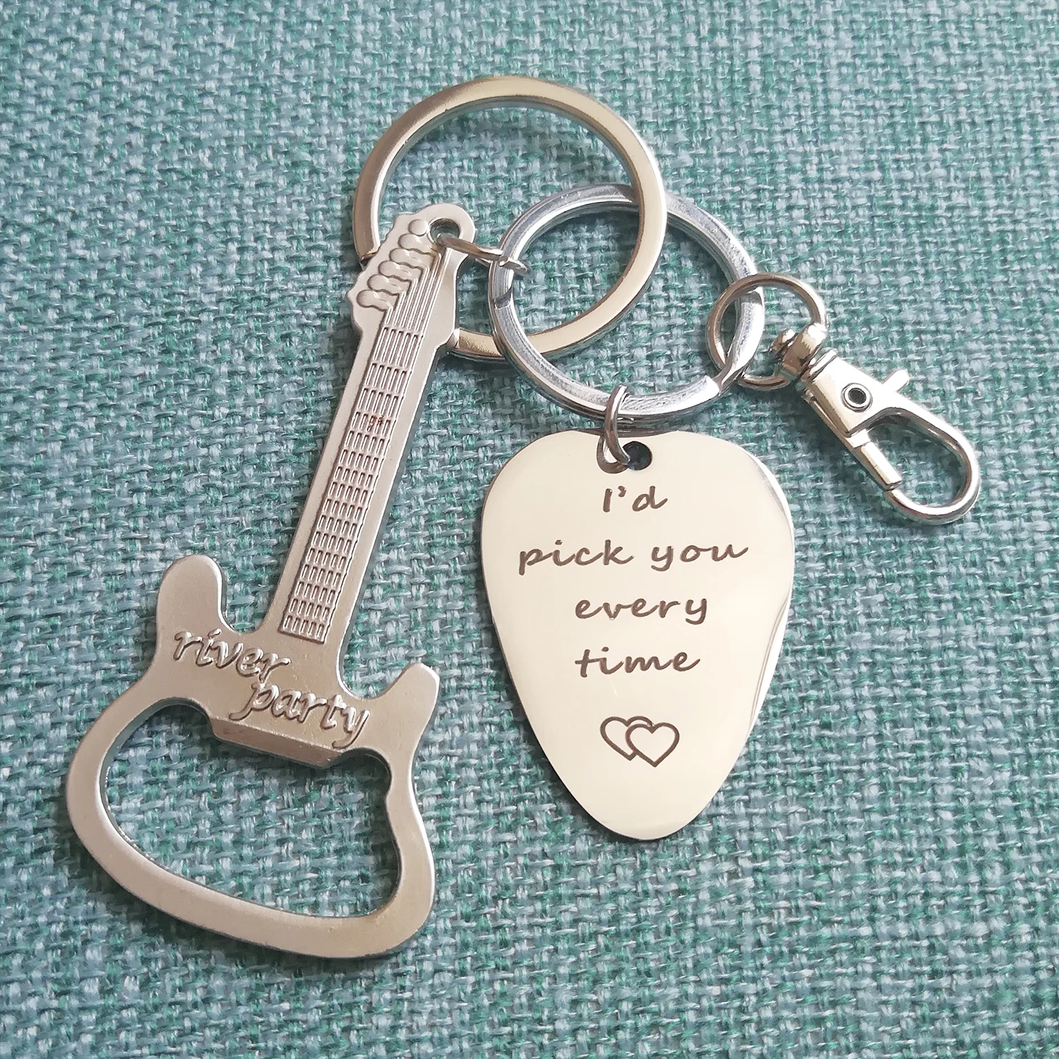 

Personalized Gift Bottle Opener Guitar Pick Keychain I'd Pick You Every Time for Life Gifts Keyring for Boyfriend Dad Husband