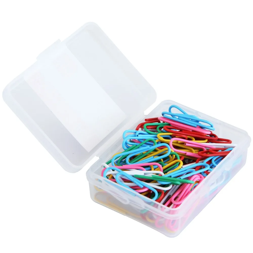 

100pcs/pack Colorful Paper Clips And Pins Vinyl Paint New Ticket Holder Stationery School Office Supply