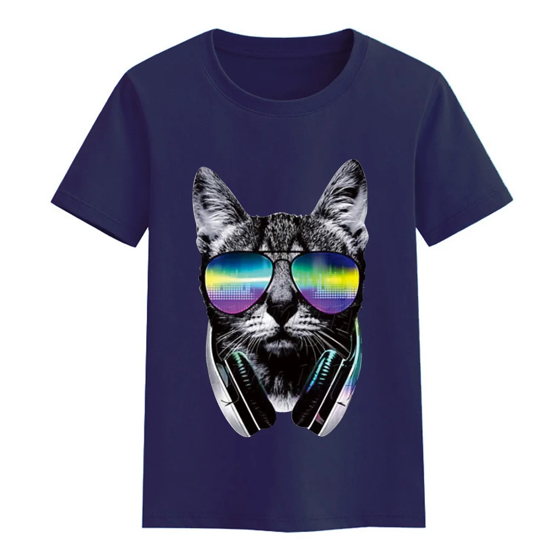 Новинка года, модная летняя футболка с короткими рукавами, хлопок, высокое качество забавная футболка для мальчиков и девочек с изображением кота, диджея футболки, футболки